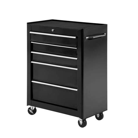 Buy HOMCOM 5-Drawer Lockable Steel Tool Storage Cabinet w/Wheels Handle ...