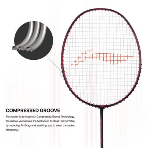 LI-NING Wind Lite Stealth Black, Red Strung Badminton Racquet - Buy LI ...