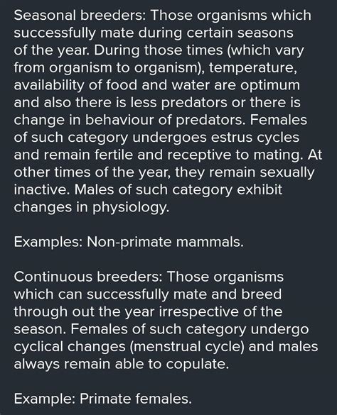 Distinguish between seasonal breeders and continuous breeders. Give two ...