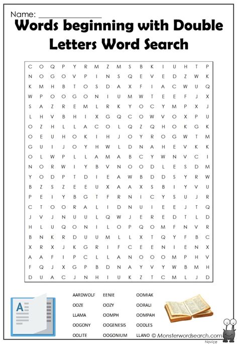 words beginning with double letters word search - Monster Word Search