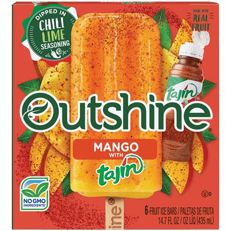 Outshine Mango Frozen Fruit Ice Bars with Tajin, 6 Count - Walmart.com