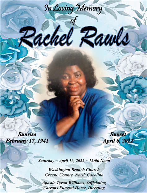 Rachel Rawls Obituary April 6, 2022 - Carrons Funeral Home