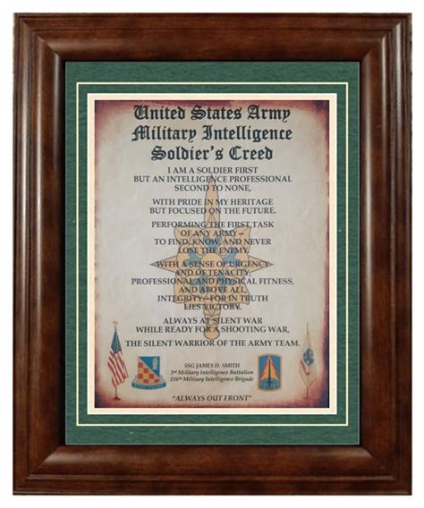 BEST U.S. Army Military Intelligence Soldier's Creed Aged Parchment ...