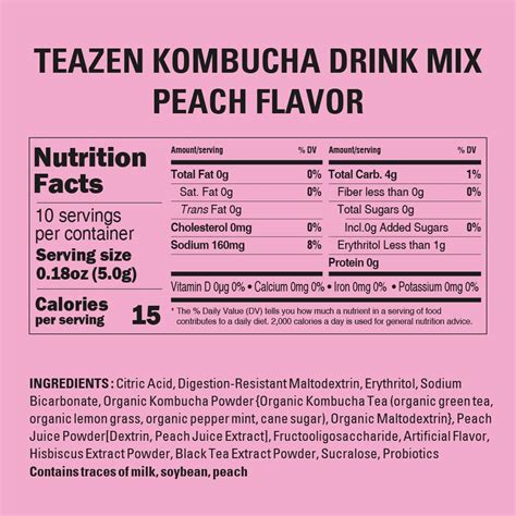 TEAZEN Kombucha Tea Peach Flavor, Sparkling Fermented Drink from Korea ...