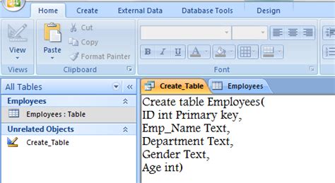 SQL View In Access Table