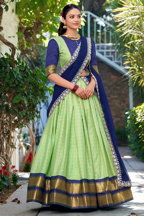 Buy Pista Green Art Silk Half Saree Lehenga From Designer Lehenga Choli