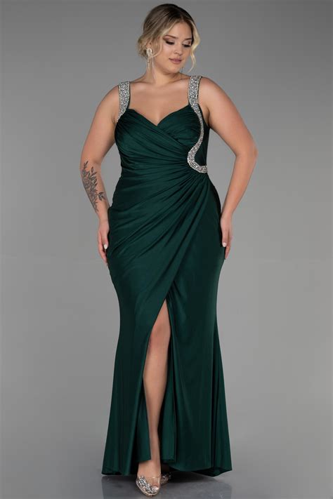 Long Emerald Green Plus Size Evening Dress ABU3271 | Abiyefon.com