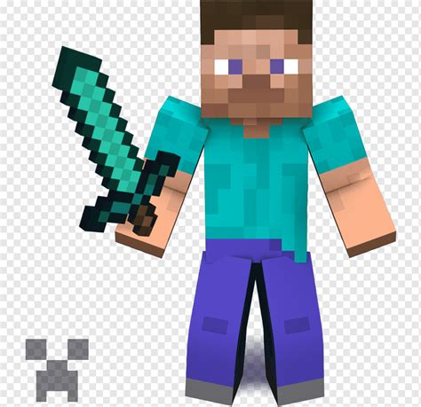 Minecraft steve with diamond sword, png | PNGWing