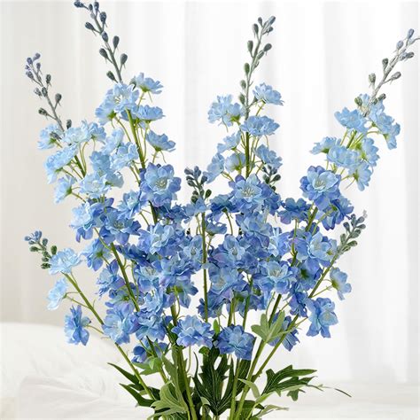 Amazon.com: JINWOE 4Pcs Blue Delphinium Artificial Flowers, 34 ...