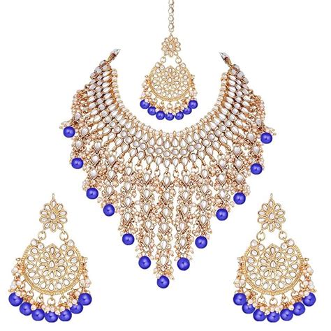Buy Peora Traditional Wedding Wear Kundan & Pearl Drop Bridal Dulhan ...