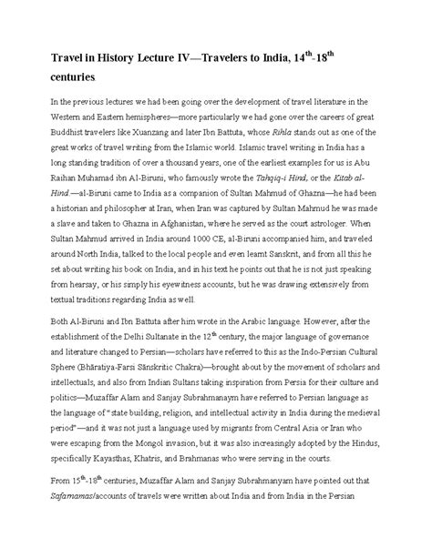 Travel in History Lecture 4: Exploring 14 Centuries of Indian Journeys ...