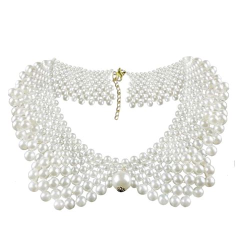 Joyci Women Chic Faux Pearl Necklace Peter Pan Collar Apparel DIY Craft ...