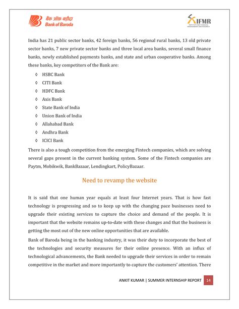 Bank of Baroda- Summer Internship Report | PDF