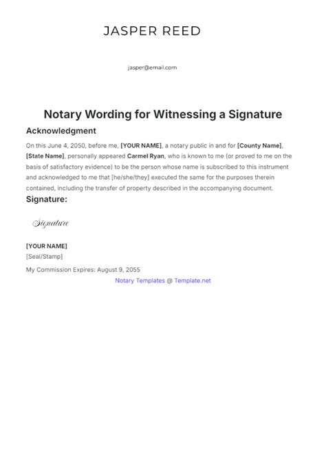 Notary Wording Notarization Signature