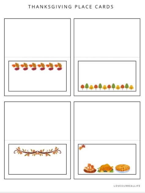Free Printable Thanksgiving Place Cards To Color