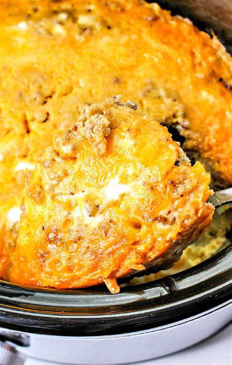 Crockpot Scrambled Eggs with Sausage Omelette for a Crowd
