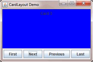 Card Layout in Java 的图像结果