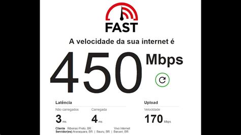 Teste de velocidade e de upload vivo fibra 300 mb