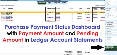 Purchase Payment Status Dashboard with Pending Amount in Purchase ...