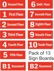 Mindcraftz Lifts and Stair Floors Wall Display Sign Board Stickers Red ...
