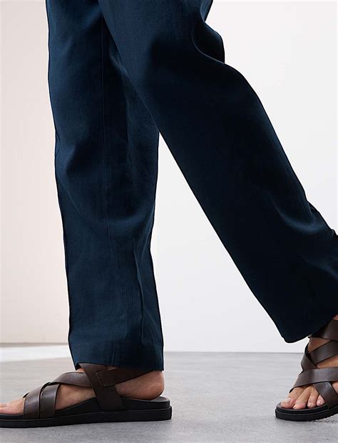 Buy Regular Fit Lyocell Blend Single Pleat Trousers at Marks & Spencer
