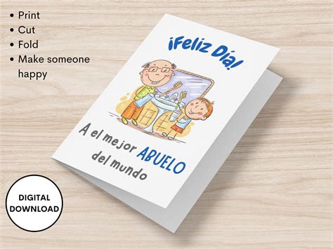 Printable Grandfather Greeting Card in Spanish, El Mejor Abuelo Del ...