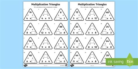 Multiplication Triangles 4 and 8 Times Tables Worksheet / Worksheet