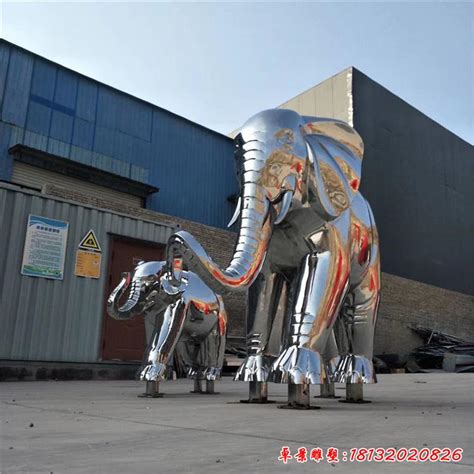 广场标志性不锈钢大象造型雕塑彩绘不锈钢几何动物雕塑_xt188869-站酷ZCOOL