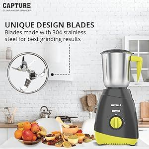 Buy Havells Capture 500W 3 Jar Mixer Grinder, High Speed 21000 RPM ...