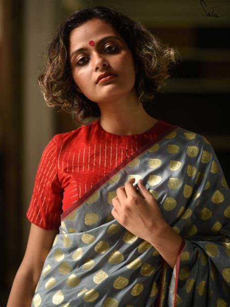 Chanderi Silk Stripes Red Blouse With Round Neck|Surkhi|Suta