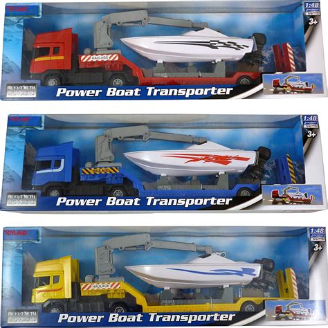 Buy Toyland® Scania Flatbed Hauler Transporter Truck With Power Boat ...