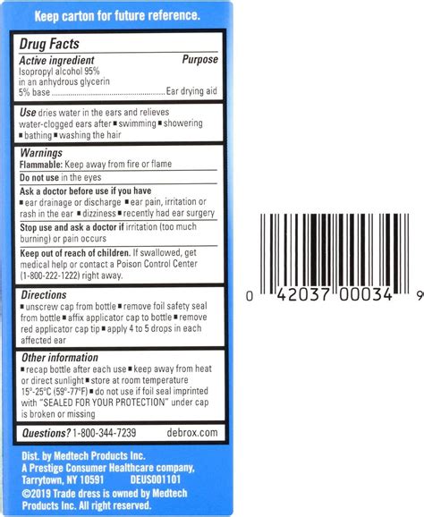 Debrox Swimmer's Ear Drying Drops 1 Fl Oz (Pack of 1) | Fast-Acting ...