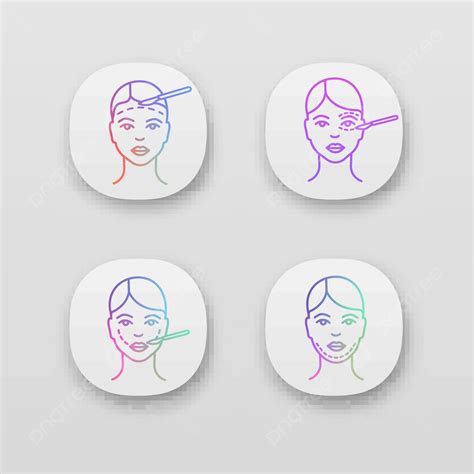 Plastic Surgery App Icons Set Genioplasty Vector Rejuvenation Vector, Genioplasty, Vector ...