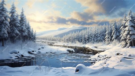 Premium Photo | Photoreal Winter Landscape In Quebec Province Realistic And Hyperdetailed Renderings