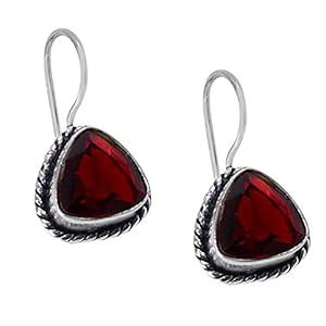 SILVESTO INDIA No Metal Stamp Gemstone Silver Plated Red Quartz ...