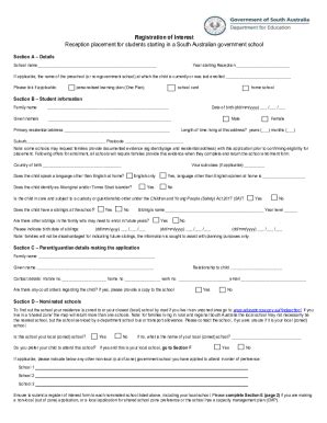 Fillable Online westlakes sa edu Preschool registration of interest ...