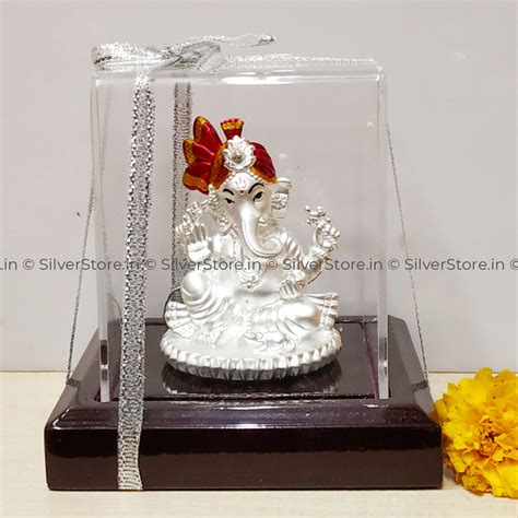 Buy Pure Silver Ganesh Idols Online at Best Price With Acrylic Gift Box ...