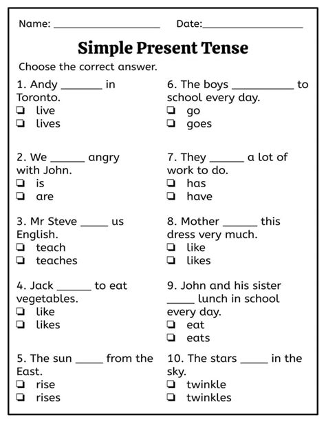 Printable Worksheets For Simple Present Tense – Free download and print for you.