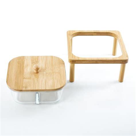 Buy Vamos Istana Glass Serving Dish with Bamboo Stand from Home Centre ...