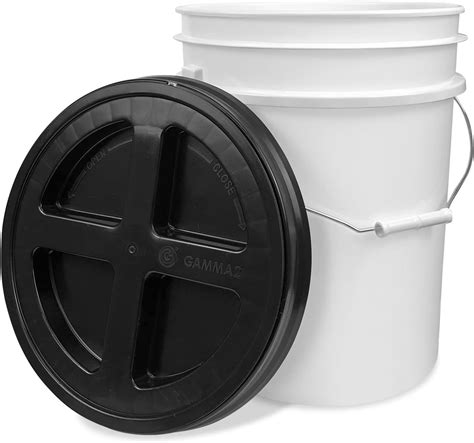 ePackageSupply 5 Gallon White Bucket with Black Gamma Seal Screw on ...
