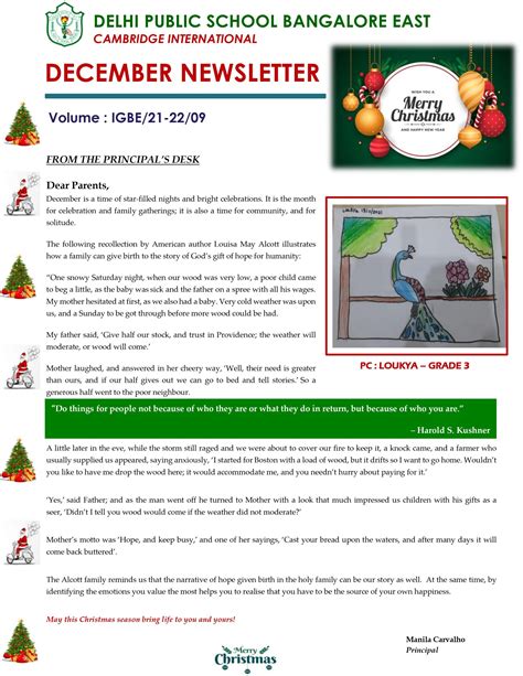 DECEMBER NEWSLETTER - DPS BANGALORE
