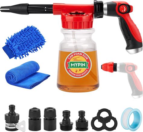 MYPIN 16 in 1 Car Wash Foam Gun, Foam Cannon,Adjustable Hose Wash Sprayer with 2.5 to 6 Bars ...