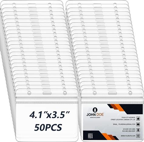 xinfedi Plastic Card Holder, 50PCS 4.13" x 3.54" Clear Horizontal ID ...