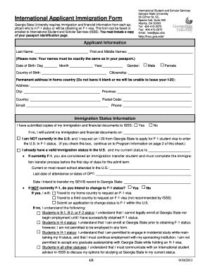 Fillable Online International Applicant Immigration Form ...