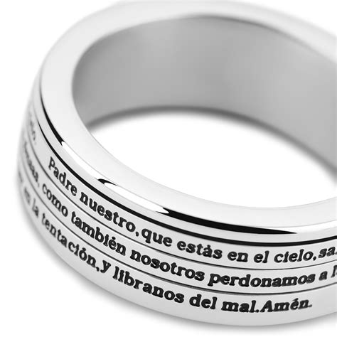 Enthumema | 8 mm Silver-tone Stainless Steel Spanish Lord’s Prayer ...