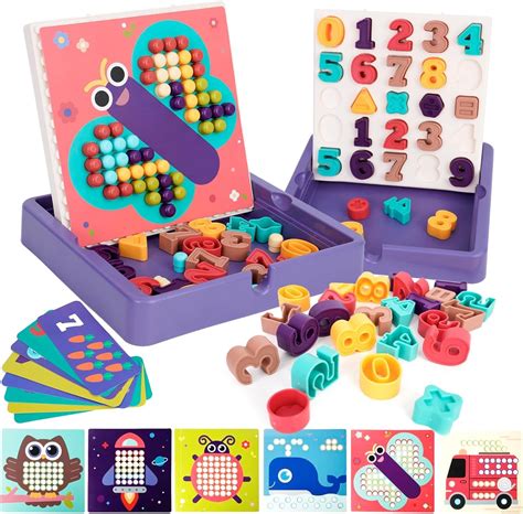 Buy YULEYU Nail Button Art Toy, Mosaic Pegboard Game Set with Number ...