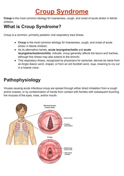 SOLUTION: croup syndrome pathophysiology - Studypool