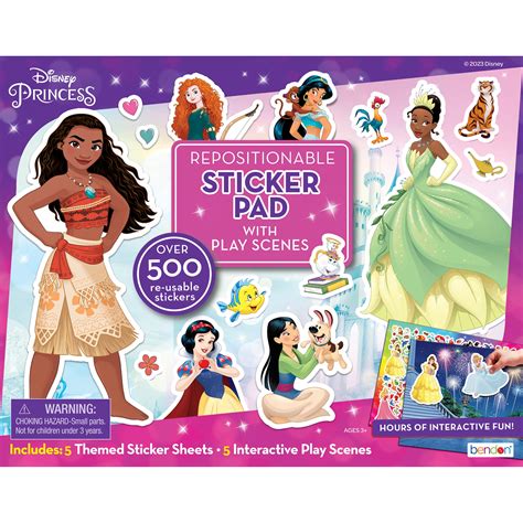 Disney Princess Sticker Pad, Over 500 Stickers, 5 Play Scene Pages ...
