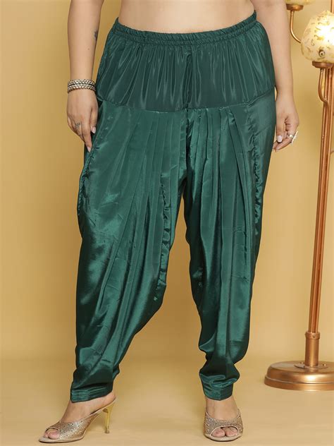 BottleGreen Crepe Silk Salwar for Women l Sizes XS to 8XL l LetsDressUp