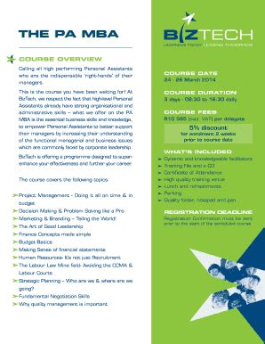 Fillable Online THE PA MBA THE PA MBA - BizTech Fax Email Print - pdfFiller